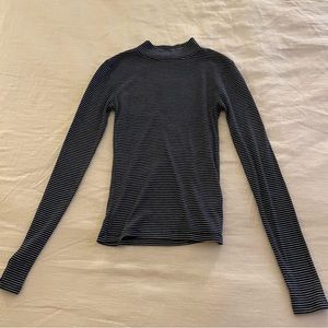 Navy And White Striped Long Sleeve Turtleneck